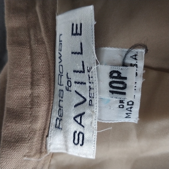 Rena Rowan for Saville Petite Vintage Tan Linen Blend Skirt 10P - Picture 4 of 10